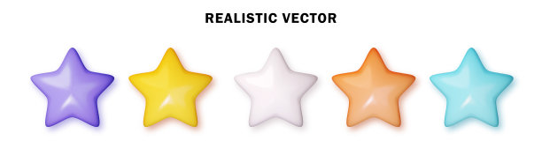 星星使颜色有光泽。现实的设计矢量对象。矢量图图片下载