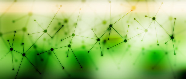 绿色抽象技术和工程背景与丛元素和景深设置图片下载