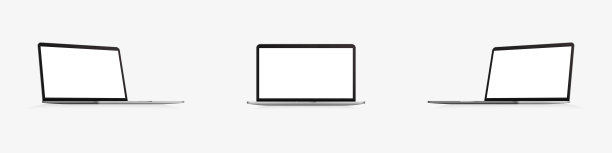 笔记本电脑现实设备向量集。电脑与阴影笔记本屏幕样机。图片下载