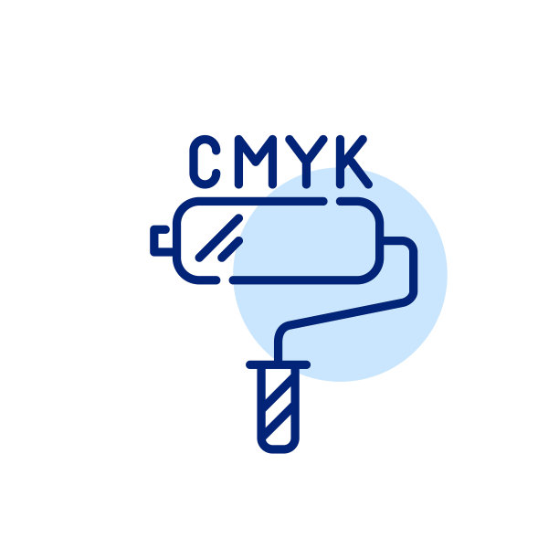 CMYK打印输出设计配色方案。油漆辊图标。像素完美，可编辑的笔画设计图片下载