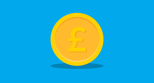 蓝色背景的一磅硬币图片下载