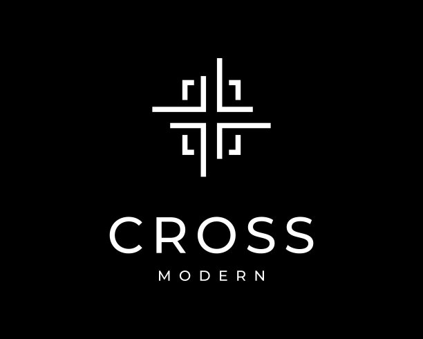 跨宗教耶稣基督信仰十字架教堂线现代简单框架边界矢量标志设计图片下载