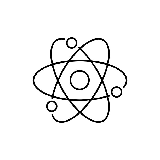 原子线性图标，轮廓矢量符号，线性样式，白色背景上隔离的象形图，符号、徽标插图图片下载