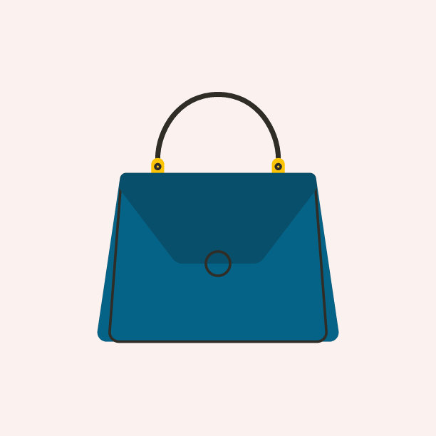 女包。时尚平底手袋，经典皮制手提袋，卡通时尚女性配饰。矢量图图片下载