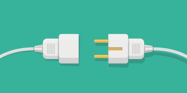 插座与插头图标在平面风格。孤立背景上的连接符号矢量插图。404错误标志业务概念。图片下载