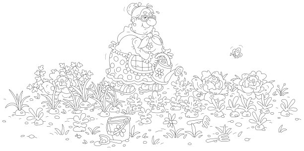 有趣的奶奶在她的菜园里图片下载