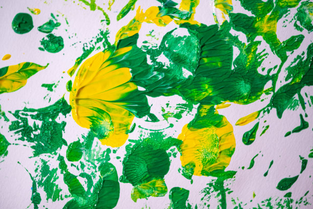 绿色和黄色的抽象画。图片下载