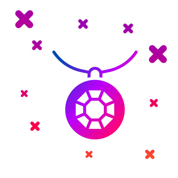 颜色吊坠上的项链图标孤立的白色图片下载