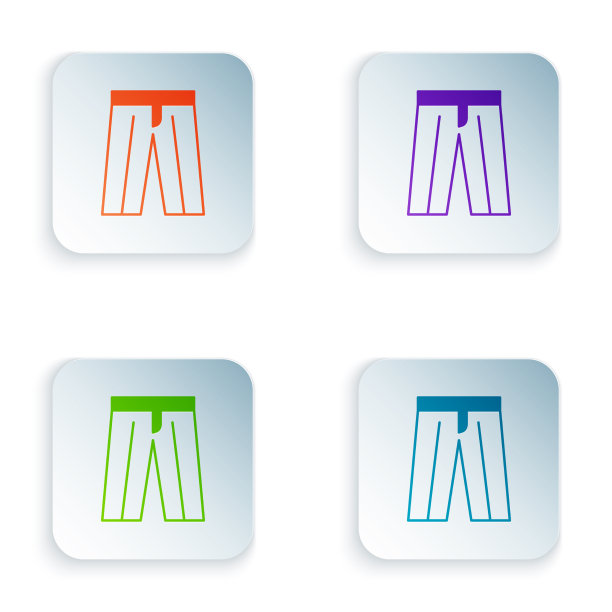 彩色裤子图标孤立在白色背景图片下载