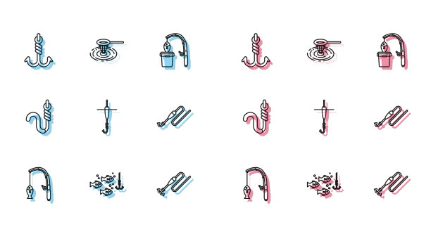 将鱼竿和鱼钩置于水下图片下载