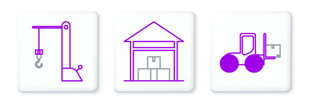 设置线叉车和港口吊车图片下载