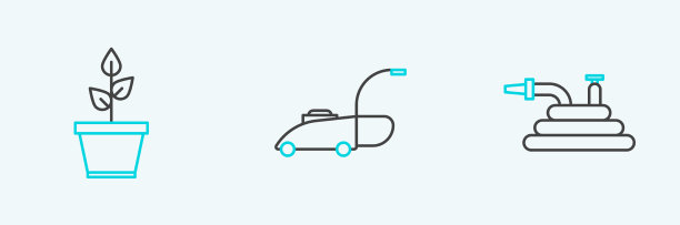 在花盆中放置花园软管或消防软管图片下载