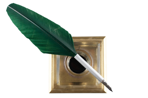 老式羽毛羽毛与玻璃墨水瓶图片下载