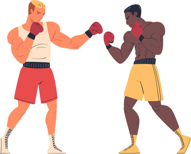 两个穿着运动服，戴着拳击手套的肌肉男图片下载