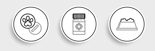 套线宠物食品碗狗和药丸和药物图片下载