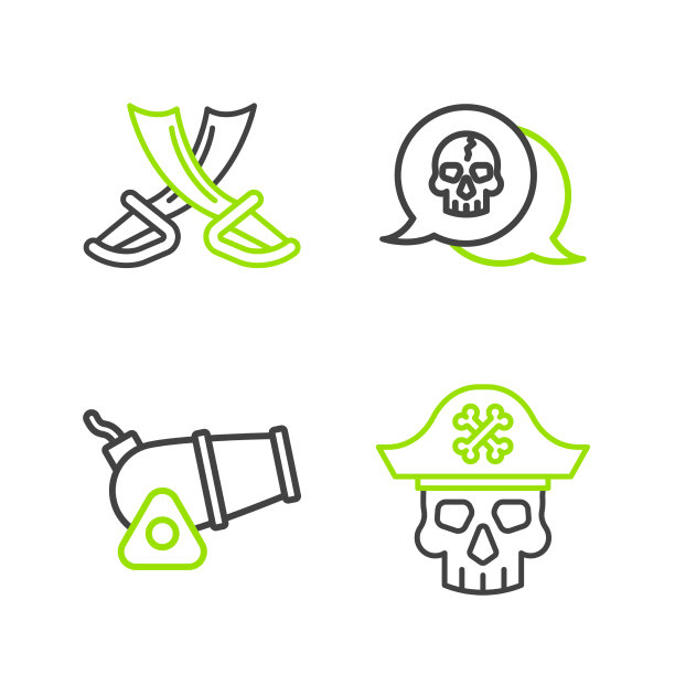 套线海盗船长用大炮和骷髅交叉图片下载