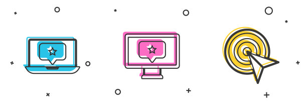 设置笔记本电脑与星型显示器和目标图标图片下载