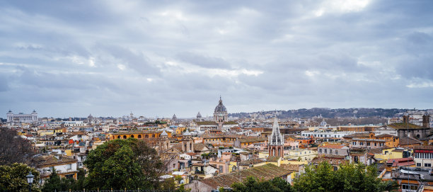 从平丘山上看罗马的城市景观图片下载