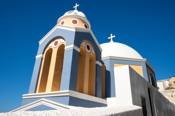 希腊南爱琴海群岛圣托里尼的Firá圣约翰浸礼会大教堂图片下载