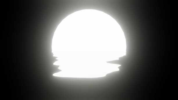 白色的月亮反射在水中或海洋上的黑色背景。图片下载