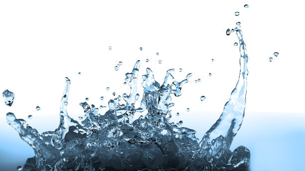 水花和波浪在白色背景，3d渲染图片下载