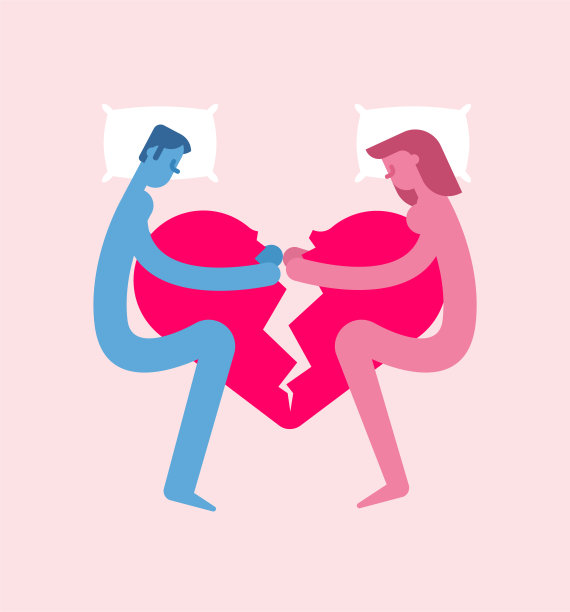 一对心碎的情侣躺在床上。怨恨和分手。图片下载