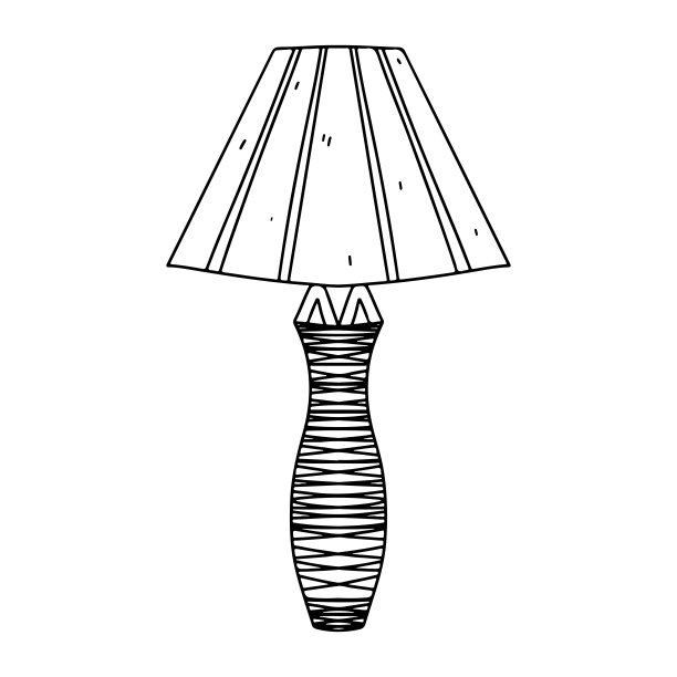 台灯的手绘涂鸦风格。家居照明、灯具标识。室内商店插图。着色。图片下载