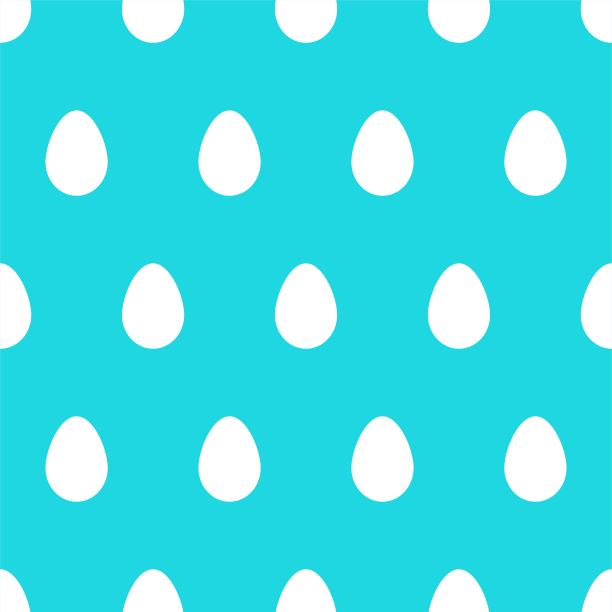 矢量简单无缝复活节彩蛋图案-蓝色和白色的设计。假期可重复的极简主义背景。亮色纺织印花图片下载