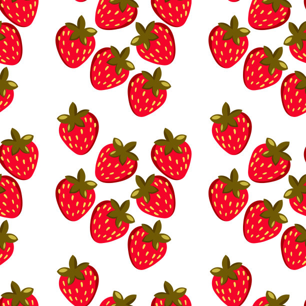 无缝模式草莓在白色背景。天然美味新鲜成熟美味的水果。矢量插图印刷，织物，纺织品，横幅，其他设计。食品的概念。图片下载