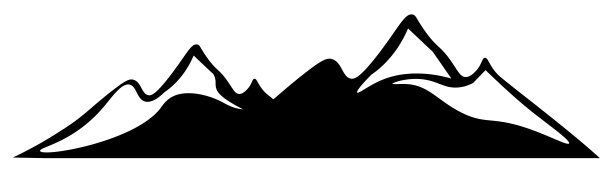 黑色剪影山峰景观横幅全景插图冒险旅行图标矢量为标志，孤立在白色背景图片下载