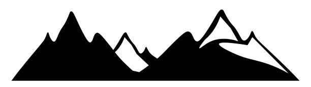 黑色剪影山峰景观横幅全景插图冒险旅行图标矢量为标志，孤立在白色背景图片下载