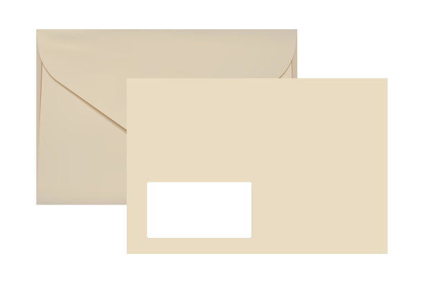 正面和背面马尼拉信封与地址的地方隔离在白色背景图片下载