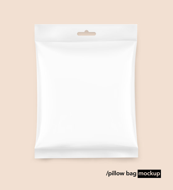空白现实零食枕头袋模型与插槽洞。前视图。矢量插图。图片下载