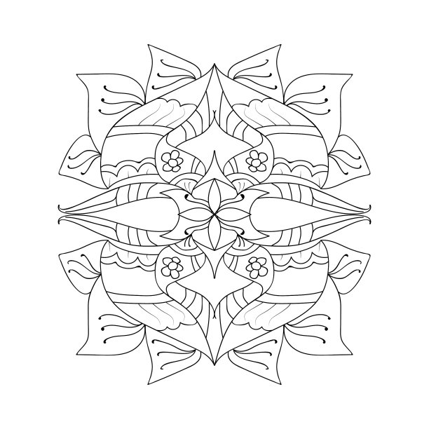 线条艺术，矢量插图铅笔素描，抽象线条艺术着色页图片下载