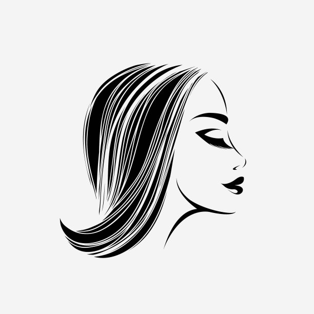 美容院标志。美女肖像。发型，皮肤护理和化妆插图。图片下载