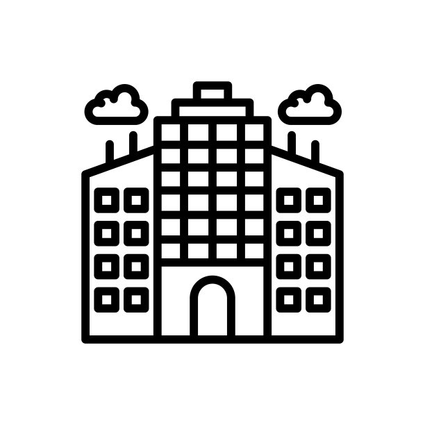 矢量办公楼图标：标志设计图片下载
