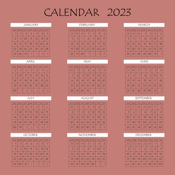 2023年日历计划。公司一周。模板布局，一年12个月，白色背景。简单设计的商业小册子，传单，印刷媒体，广告。一周从星期一开始图片下载