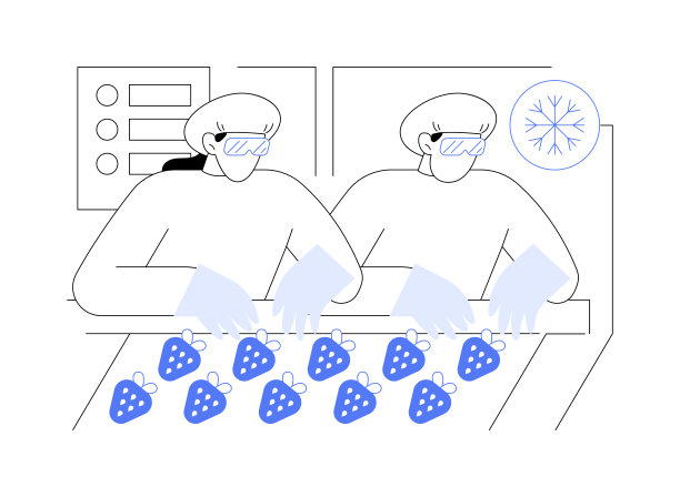 冷冻水果生产抽象概念矢量插图。图片下载