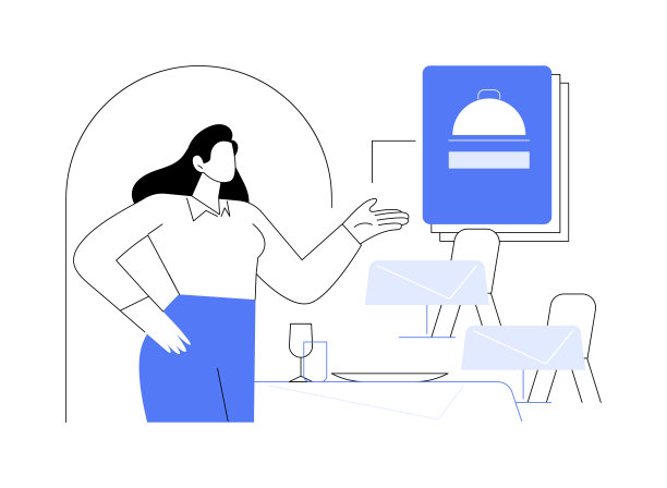 餐厅女主人抽象概念矢量插图。图片下载