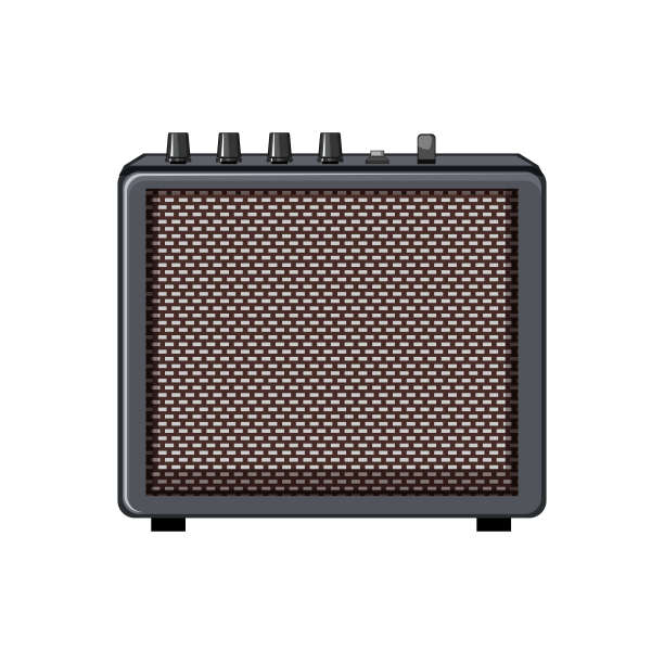 音频吉他放大器卡通矢量插图图片下载