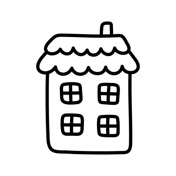 漂亮时尚的涂鸦房子。线的艺术。简单的手绘插图。卡哇伊风格的联排别墅。婴儿产品的线性图标设计图片下载