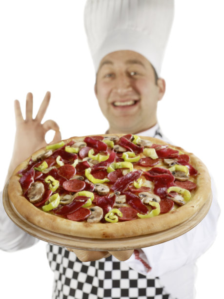 意大利厨师献披萨图片下载