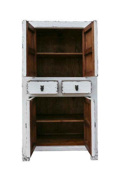 白色背景的白色书架柜。图片下载