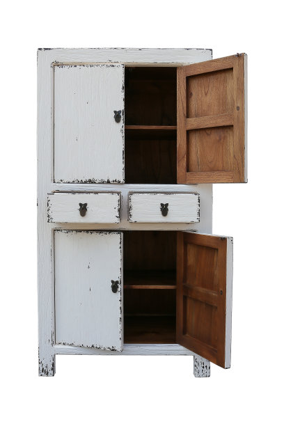 白色背景的白色书架柜。图片下载