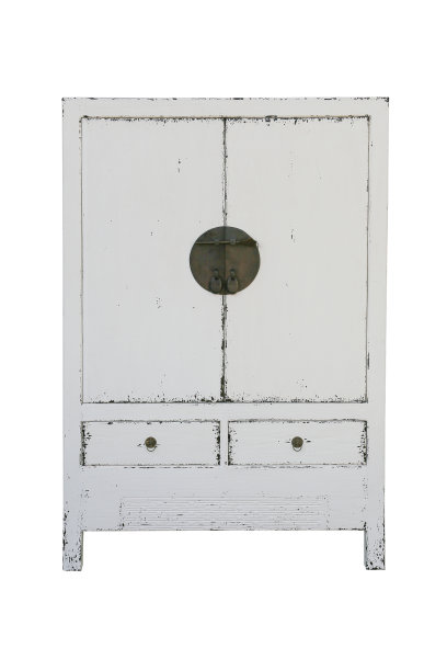 白色质朴的衣柜，白色背景。图片下载