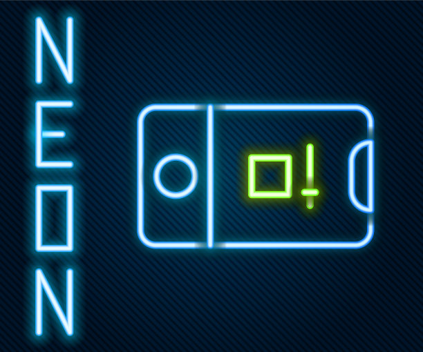 发光的霓虹灯线手机与记录框架图片下载