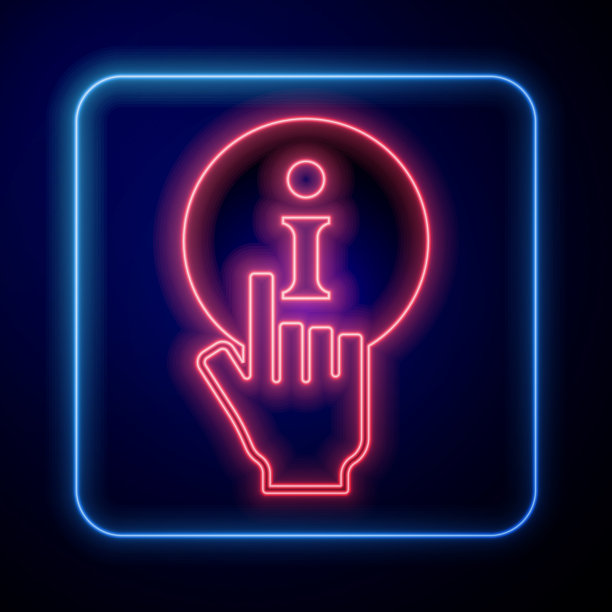 发光的霓虹灯信息图标隔离在黑色上图片下载