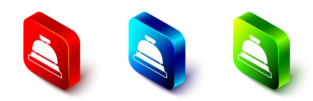 等距酒店服务钟图标孤立上图片下载