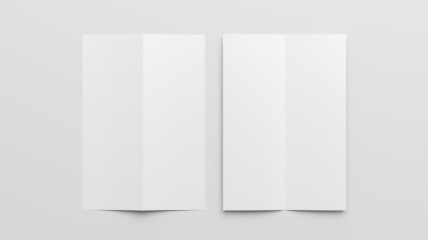 半折叠传单A4垂直小册子模拟白色背景。正上方视图图片下载