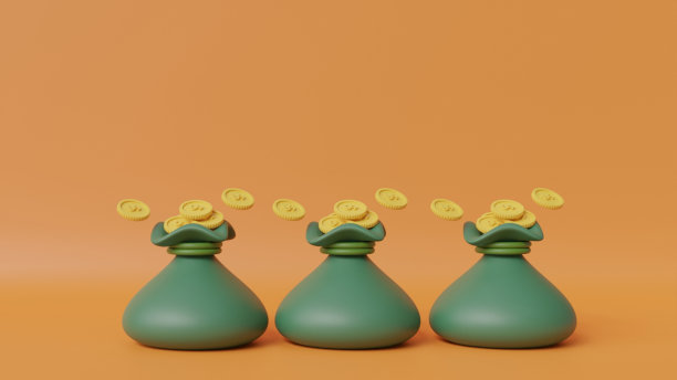 钱袋图标，省钱的概念。绿色钱袋。3 d渲染。图片下载